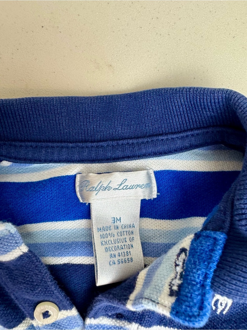 Polo Ralph Lauren Baby Boys Blue Short-Sleeve Striped Romper Shortall One pc 3M - Picture 3 of 6